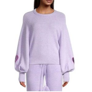 LoveShackFancy Cashmere Blend Sweater with sequin heart patches